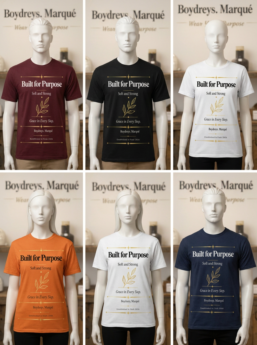 Built for Purpose · Soft & Strong · Grace in Every Step—T-Shirt — Digital Printable-Free Gift| Boydreys Marqué