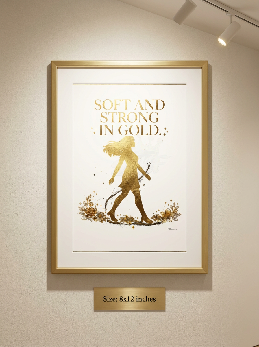 Soft and Strong in Gold — 8×12" Digital Printable Wall Art | Boydreys Marqué