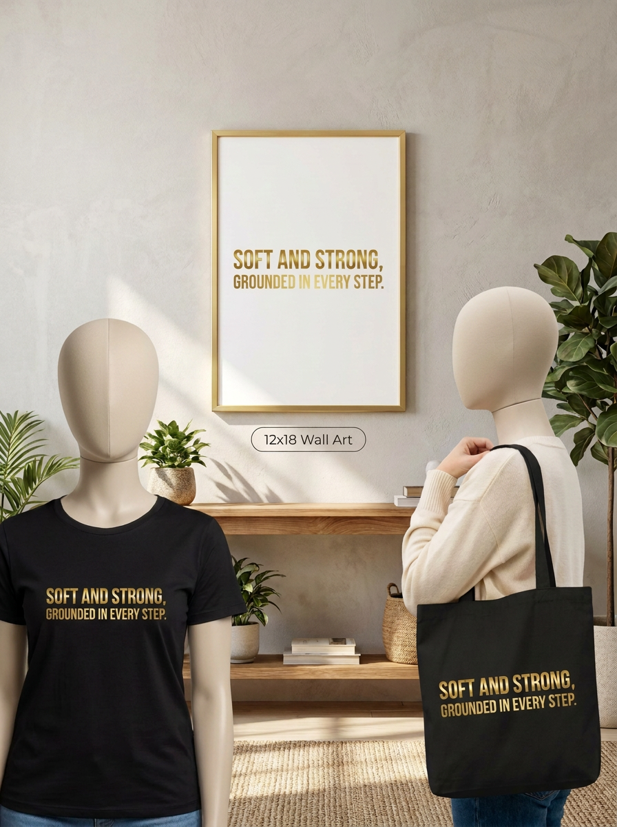 Faith Gift Bundle — T-Shirt, Tote & Wall Art | Grounded in Every Step | Printable Instant Download