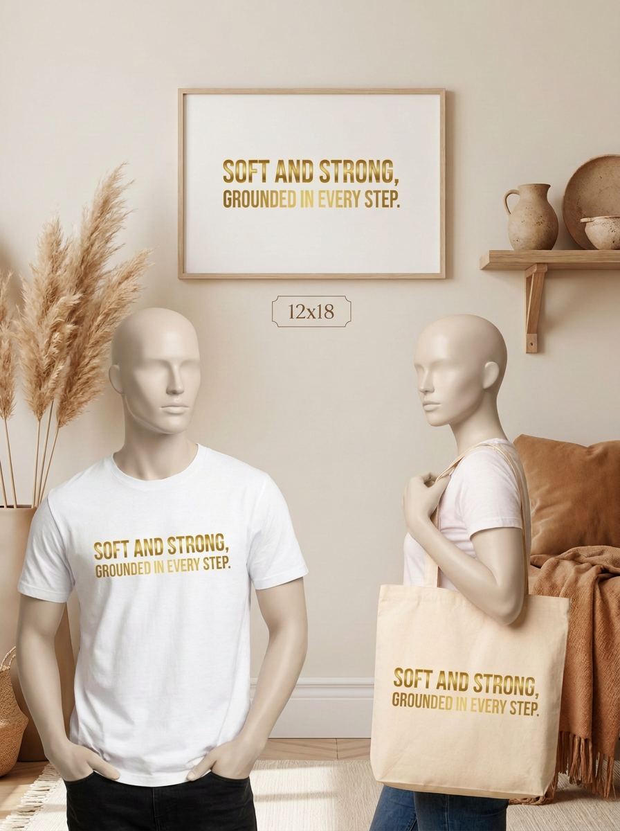 Faith Gift Bundle — T-Shirt, Tote & Wall Art | Grounded in Every Step | Printable Instant Download