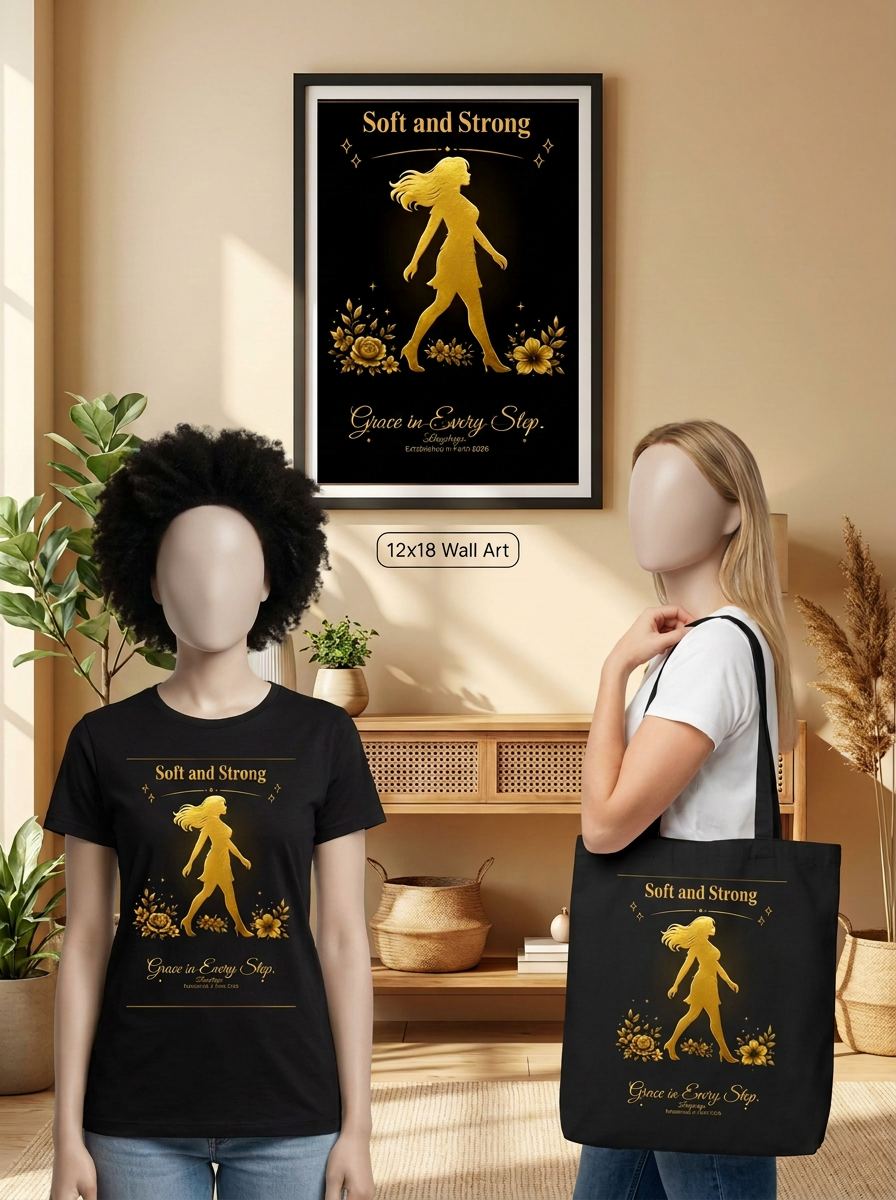 Faith Gift Bundle — T-Shirt, Tote & Wall Art | Grace in Every Step | Printable Instant Download