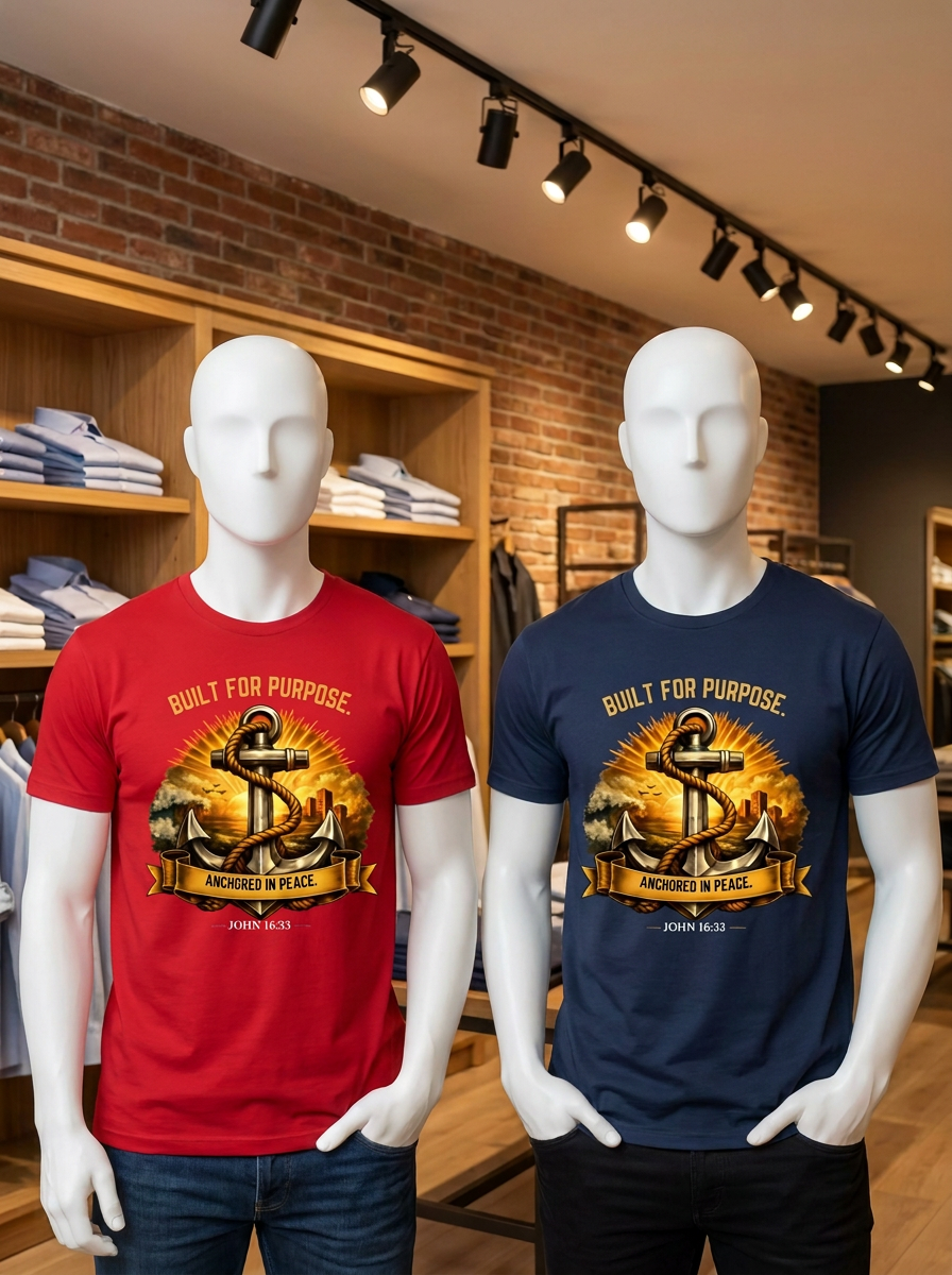 Built For Purpose Anchored In Peace T-Shirt - faceless mannequins